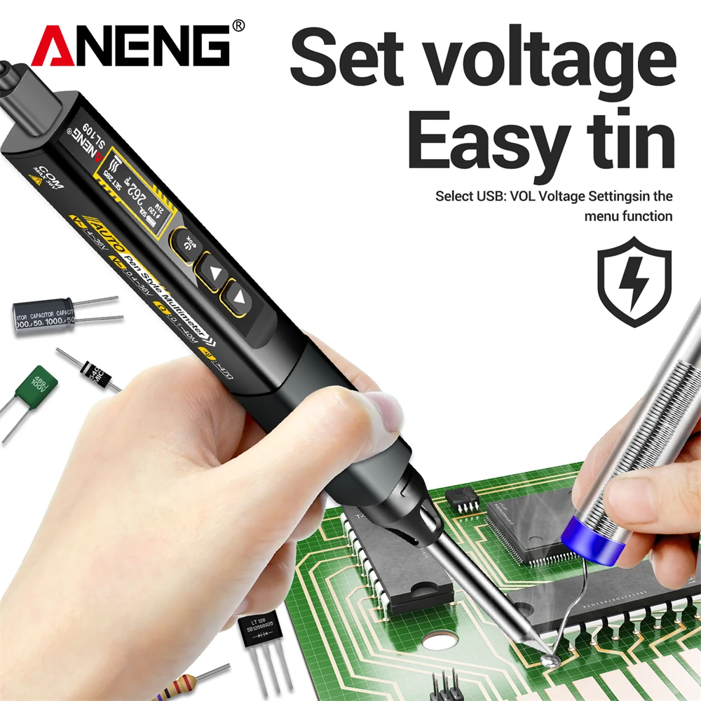 Soldadores eléctricos ANENG SL109 de 75W, kit ajustable, estación de Reparación de soldadura por temperatura, herramientas de reparación de punta de lápiz de calor - imagen 3