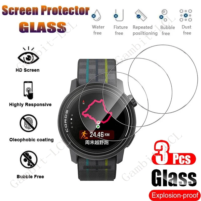 3 uds vidrio templado para COROS Pace 3 2 APEX 42MM 46MM APEX2 Pro Pace3 Pace2 accesorios de cubierta protectora de pantalla de reloj inteligente