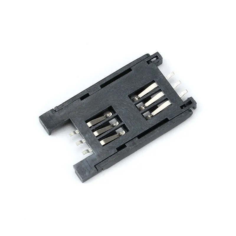 Soporte de tarjeta SIM de 5 piezas, 2,5 cm, 6 P, SMT, SMD, 6 pines, ranura de 6 pines, asientos, Conector de plástico, tipo Clamshell para teléfono - imagen 4