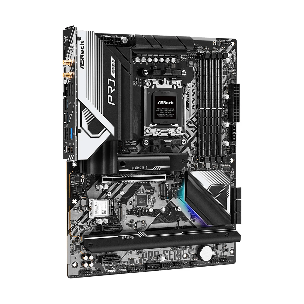 Placa base ASRock X670E Pro RS AMD X670 compatible con 7900 7800X3D 7700 7600X 7500F CPU DDR5 7800MHz M.2 NVME PCIe 5,0 AM5 - imagen 2