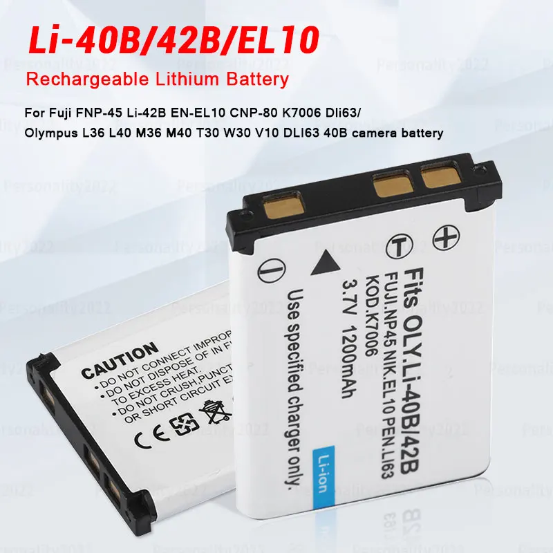 Batería de litio de Li-40B/42B, 3,7 V, 1200mAh, Li40B para cámara Nikon, Fuji, EN-EL10, FNP-45, K700