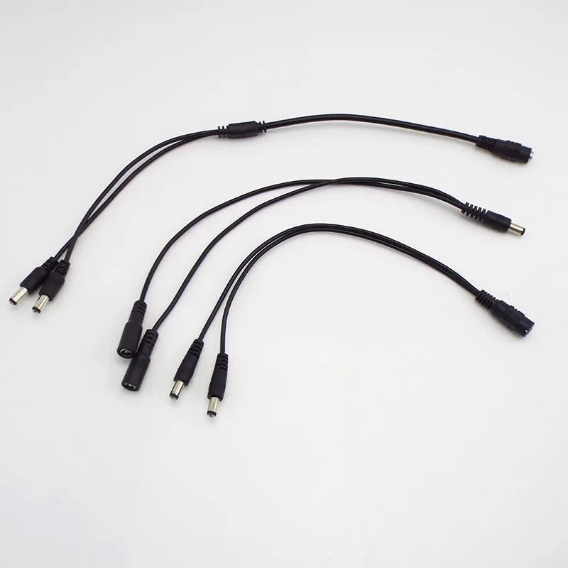 Cable adaptador de corriente CC de 2 vías, 5,5mm x 2,1mm, 1 macho a 2 hembra, 2 conectores divisores macho, extensión de enchufe para tira de luz LED CCTV K5 - imagen 3