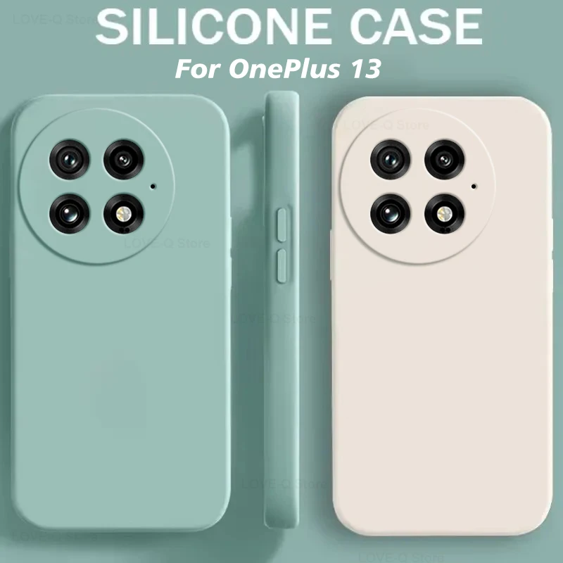 Funda cuadrada de silicona líquida para OnePlus 13, Protector de lente de cámara, funda de teléfono para OnePlus 13 1 + 13 One Plus 13 OnePlus13, carcasa suave