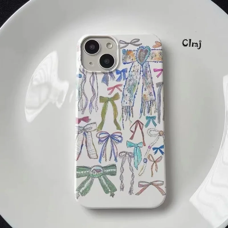 Clmj-funda de teléfono con lazo INS coreano para iPhone 16, 15, 14, 13, 12, 11 Pro Max, XS, XR, XSMax 6, 7, 8 Plus, cubierta dura HD brillante Vintage para PC - imagen 2