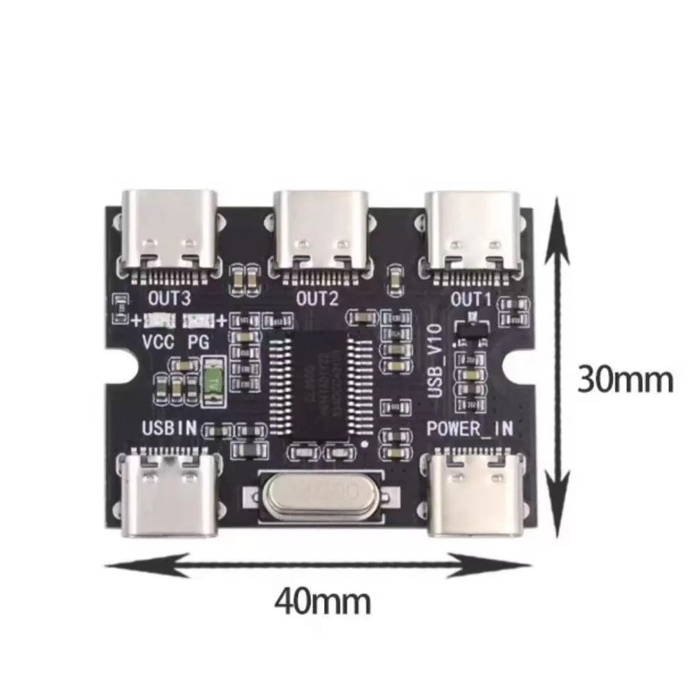 USB-C 2.0 1 a 3 HUB de tres puertos PCBA PC 3 dispositivos tipo C para teclado ratón escáner impresora - imagen 3