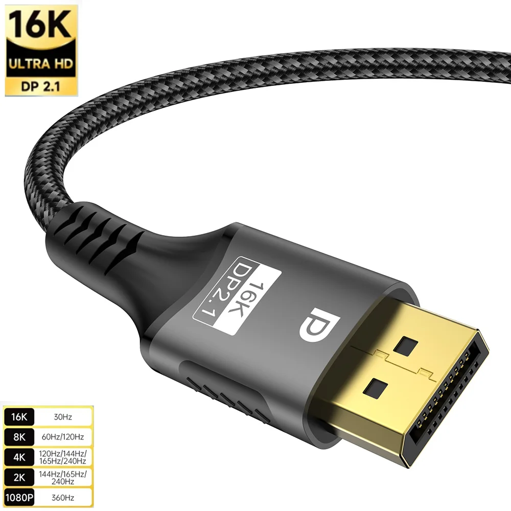 FDBRO 16K DP 2,1 8K @ 120Hz/60Hz 4K @ 240Hz 80Gbps HDR Video Audio Displayport Cable para computadora portátil Xbox proyector Monitor de juegos - imagen 3
