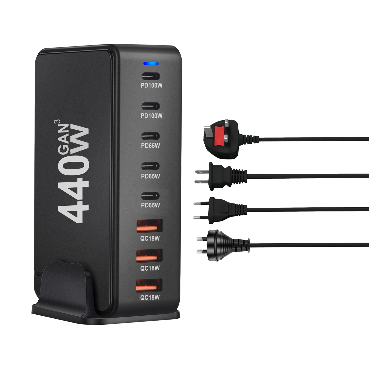 Nuevo cargador rápido GaN de 440W 3,0 USB tipo C cargador móvil de 8 puertos 5C3A PD conveniente de llevar cargador de tableta - imagen 4