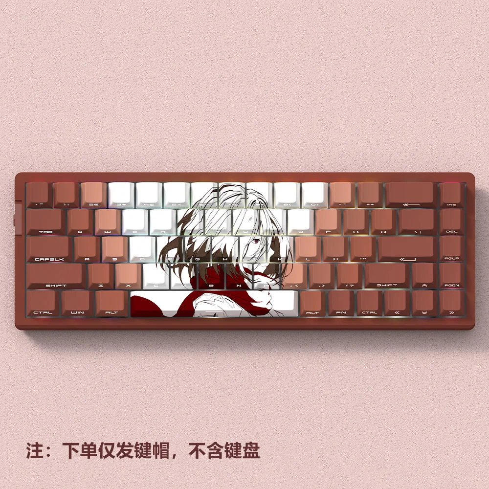 Teclas gigantes Mikasa con perfil de cereza, teclas de Anime translúcidas talladas en el lado PBT Dye-Sub para regalo de accesorios de teclado 60/61/68
