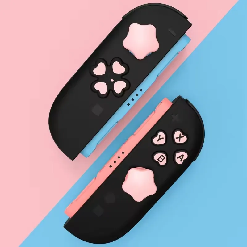 Lindo juego de tapas de botón D-Pad de silicona suave para Nintendo Switch 2 Joy Thumb Sticks cubierta de agarre con pegatinas de botones ABXY - imagen 2