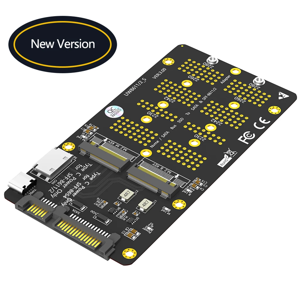 Placa convertidora adaptadora M2 SSD M.2 SATA SSD B Key a SATA 3,0 M.2 para NVME SSD M Key a SFF-8611 Riser tipo C Power - imagen 2