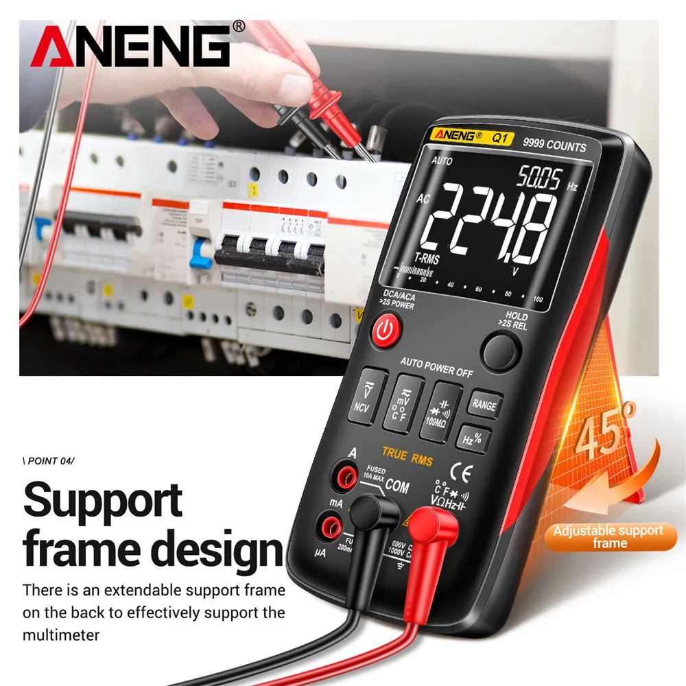 ANENG Q1 polimetro tester digital multimeter profesional multimetro multimeter multímetro Digital de verdadero botón 9999 rm409b probadores de automoción eléctrica comprobador dmm transistor tester - imagen 5