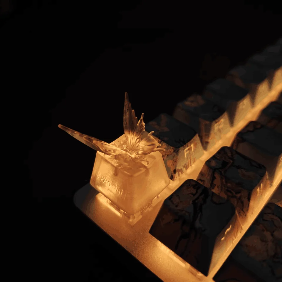 MiFuny-teclas con tema de mariposa, resina transparente artesanal, teclas bonitas personalizadas con arena movediza para teclado mecánico, accesorios para regalos - imagen 4