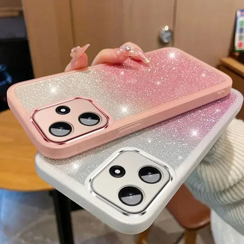 Para Xiaomi Poco M7 Pro M 7 PocoM7 M7Pro Bling Glitter Protector de cámara funda de silicona para Xiaomi Poco M7 Pro 5G funda trasera suave