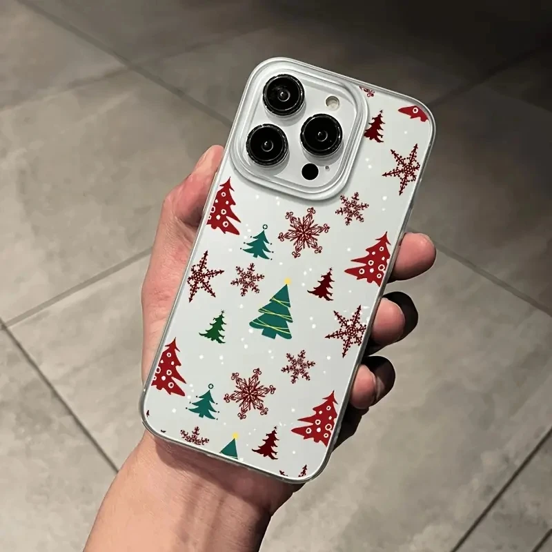 Funda de teléfono con patrón de dibujos animados de Feliz Navidad para iPhone 17 16 15 14 13 12 11 Pro Max Air X XS XR SE 7 8 Plus 16E cubierta transparente - imagen 3