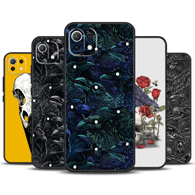 Funda con patrón de calavera de cuervo para teléfono, carcasa para POCO X6 Pro M6 X3 X4 X5 F3 F5 M5s Xiaomi 13 14 Ultra 12 Lite 11T 12T 13T Pro