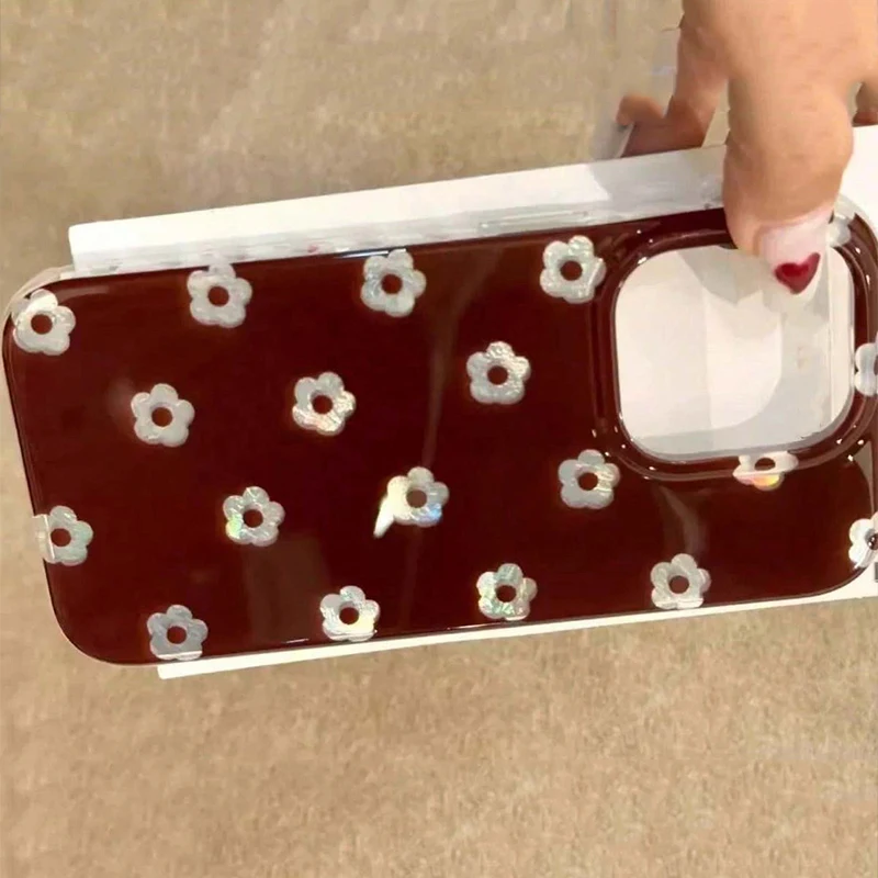 Funda de teléfono con estampado Floral rojo Retro de estilo coreano para iPhone 17 Pro Max XS XR X 16E 16 15 14 13 12 11 7 8 Plus 17 Air Cover - imagen 3