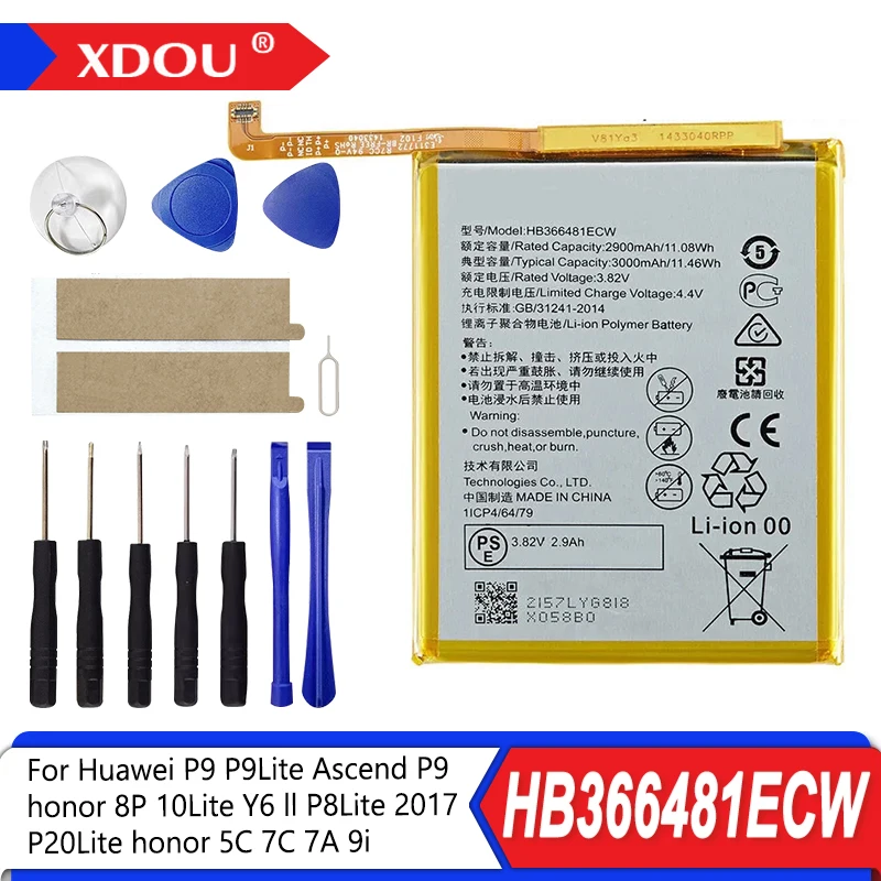 Nuevo HB366481ECW para Huawei p9 /p9 lite/ honor 8/ p10 lite/ y6 II/ p8 lite 2017/ p20 lite /honor 5C Ascend P9 batería de teléfono