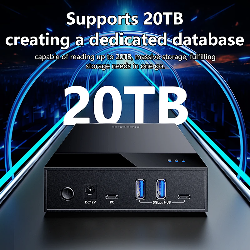 Caja HDD SATA 2,5/3,5, concentrador USB 3,0, lector de disco duro externo, compatible con adaptador HDD tipo C a SATA de 20TB con alimentación de 12V - imagen 5