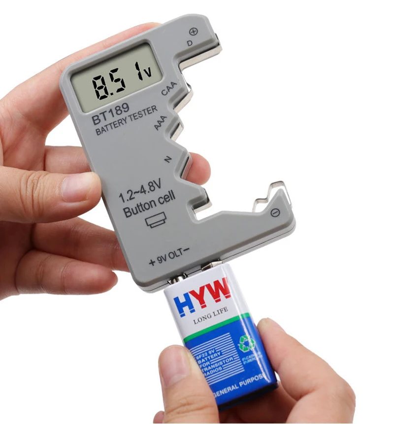 Probador de batería Digital con pantalla LCD BT189, electricidad, 9V, AA, AAA, botón, pila de moneda, Detector de banco de energía, prueba de medidor
