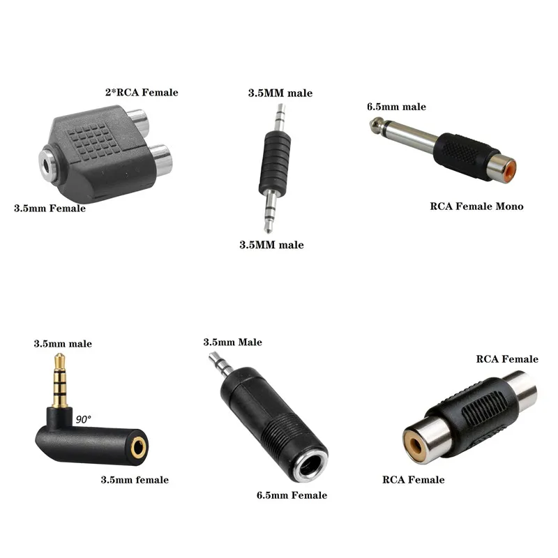 Convertidor de equipo de Audio 1/8 "1/4" 6,35mm 6,5 3,5mm a RCA Audio estéreo/Mono hembra conector macho adaptador de altavoz - imagen 2