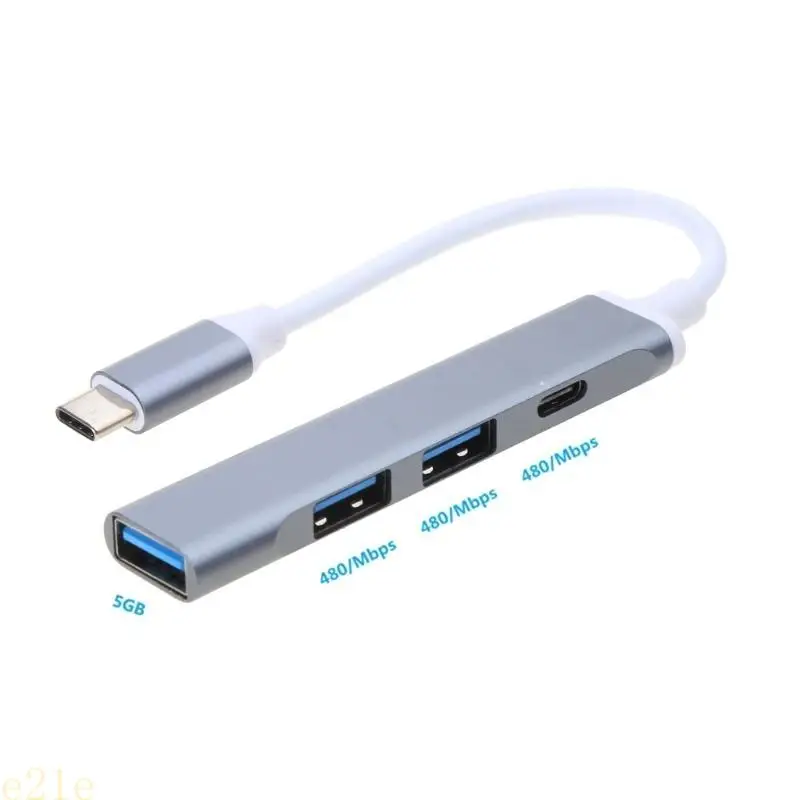 E21E ALEMENTO ALUMINUS CUBLO USB con 4 puertos Adaptador USB typec para portátil o tableta Teléfono del mouse del mouse USB - imagen 4