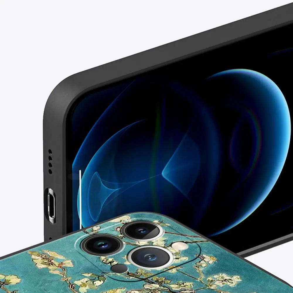 Pintura de arte renacentista para iPhone 11 12 13 15 14 Pro Max Funda de teléfono X XR XS 7 8 Plus SE 2020 Funda suave negra de lujo - imagen 4