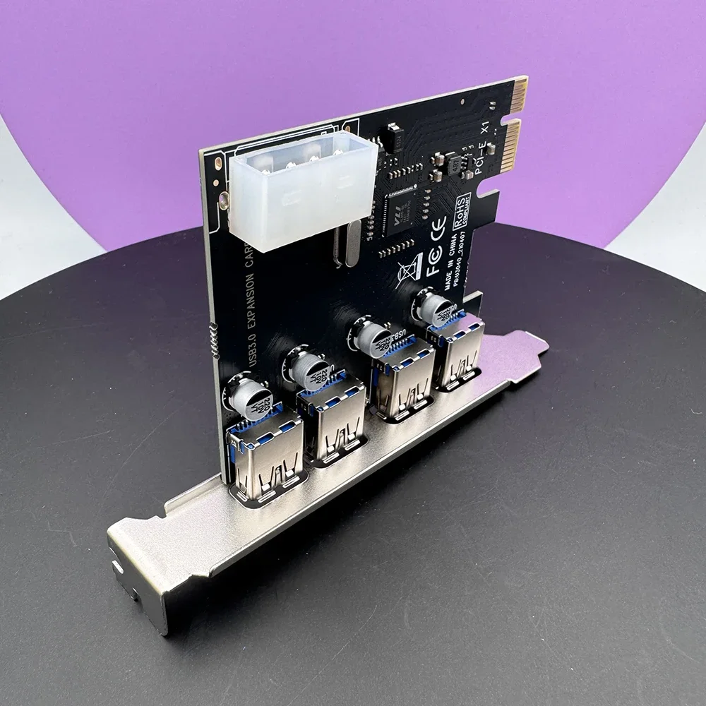 Tarjeta de expansión PCI-e USB 3,0 de 4 puertos PCI express PCIe USB 3,0 adaptador hub controlador USB3.0 de 4 puertos USB 3 0 PCI e PCIe express 1x - imagen 2