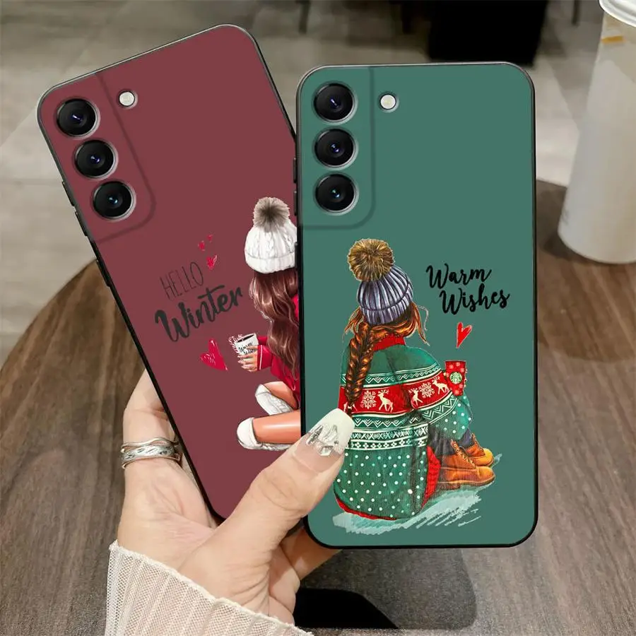 Feliz Navidad regalo negro suave funda de teléfono para Samsung Galaxy A32 A51 A73 A41 A35 A25 A71 A24 A55 A26 A72 A36 A23 A53 A22 - imagen 2