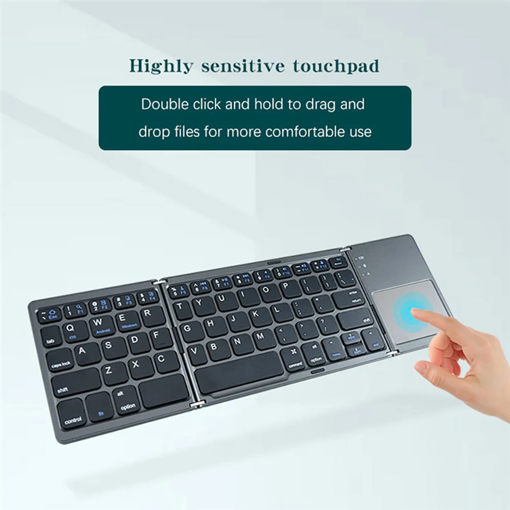 Teclado plegable portátil, Mini teclado inalámbrico Bluetooth con panel táctil para Windows, Android, IOS, tableta, ipad y teléfono - imagen 5