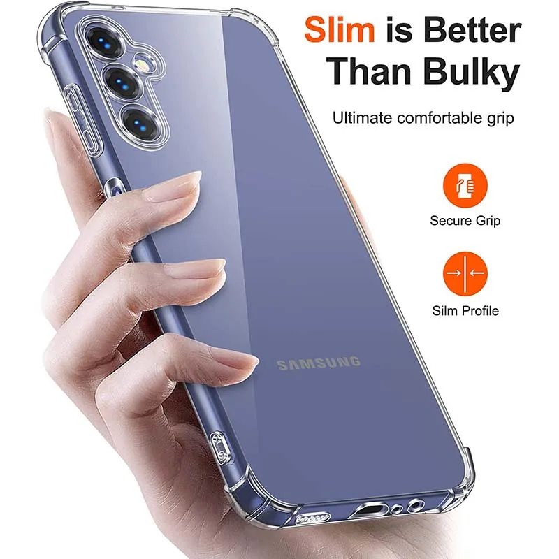 Funda de teléfono transparente con Airbag para Samsung Galaxy A04, A04S, A04E, A14, A24, A34, A54, 5G, protector de cámara, TPU suave, cristal transparente - imagen 5