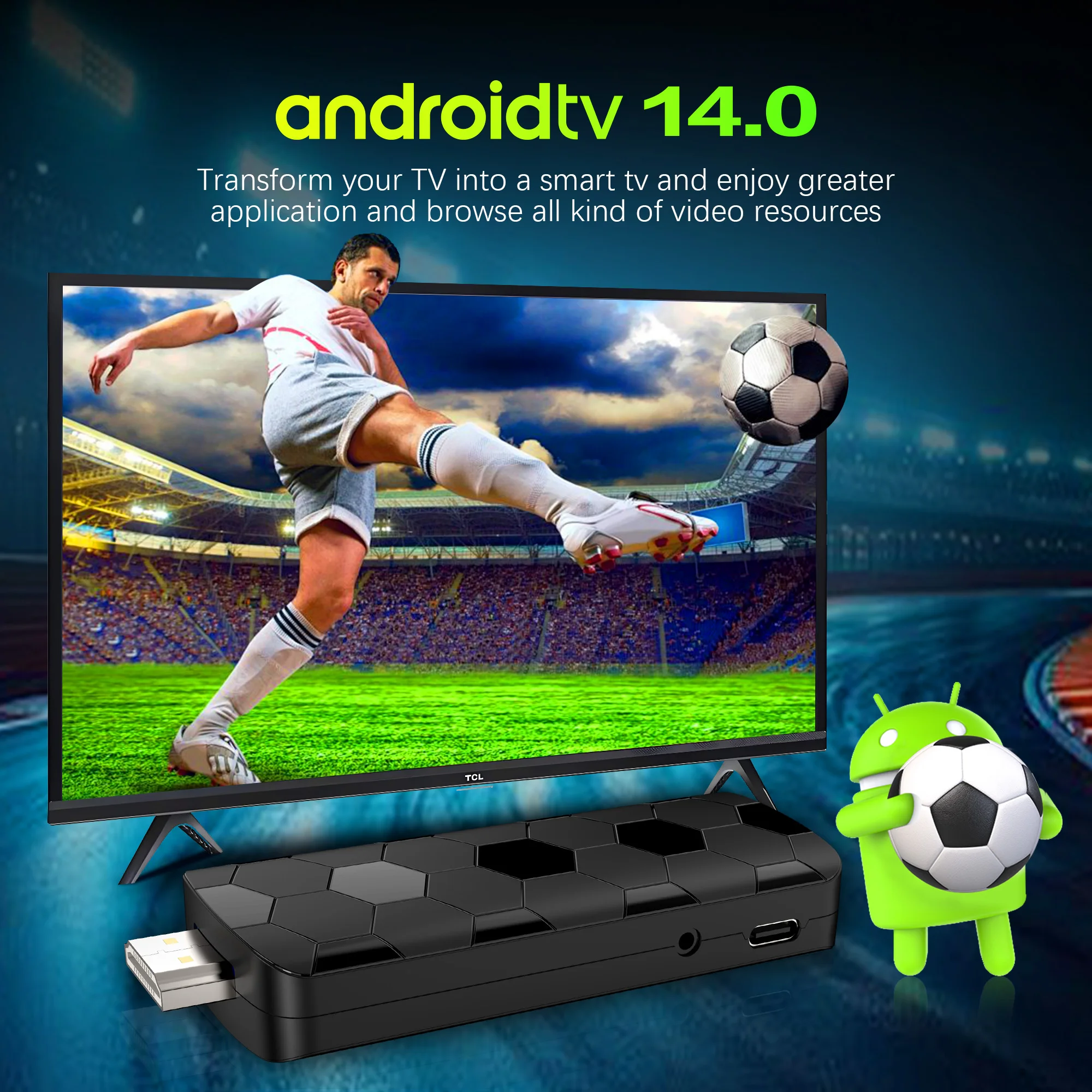 TV Stick Mortal R3+ Android 14 RK3518, cuatro núcleos, 16 GB de RAM, 2 GB de Wi-Fi 6, Bluetooth 5.0+, transmisión multimedia. - imagen 4