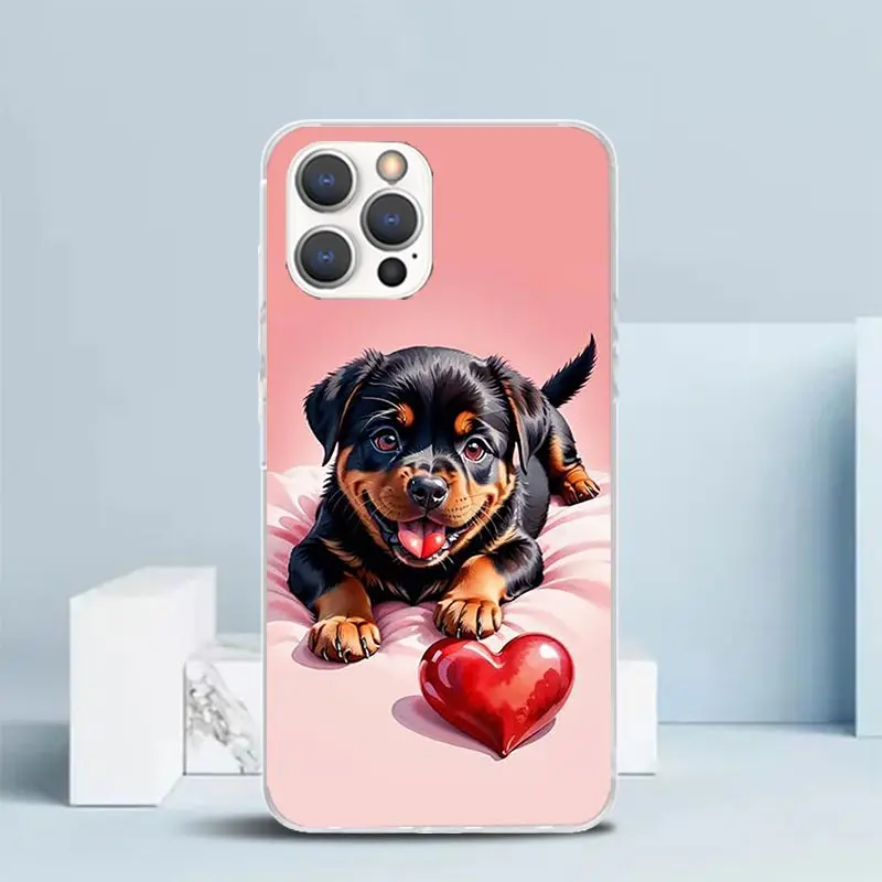 Precioso cachorro corazón perros funda de teléfono de silicona para iPhone 17 16 16E 15 Pro Max 14 Plus 11 13 Mini 12 7 8 SE Air 17Pro funda She - imagen 2