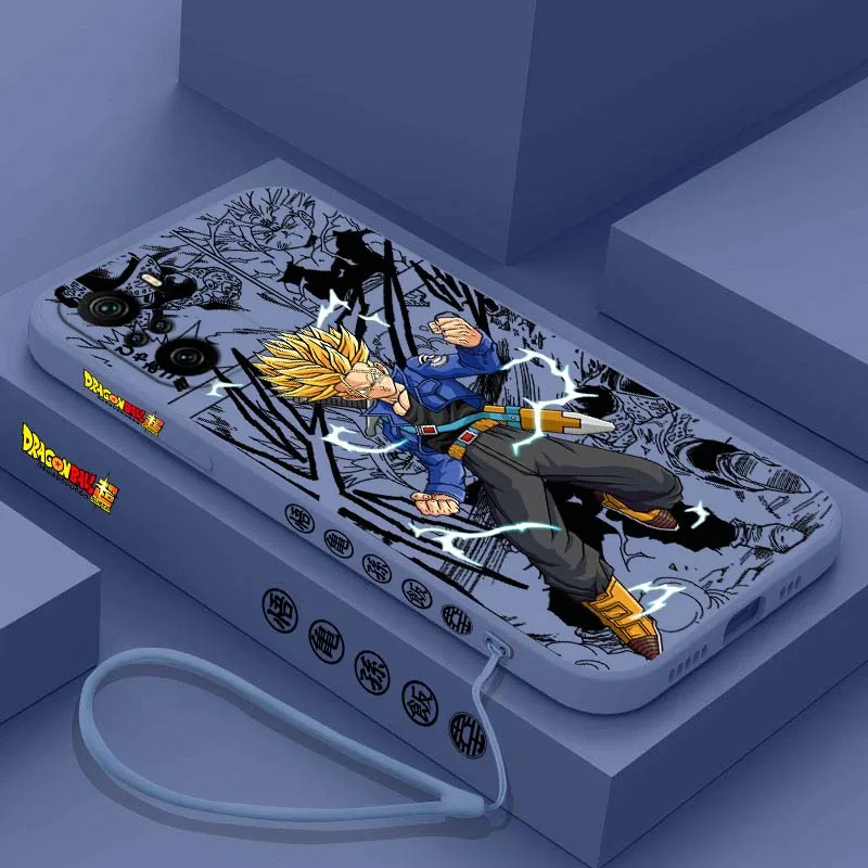 D-Dragon Ball Anime Trunks para Xiaomi Redmi Note 14 13 12 11 10 9 8 Pro Plus 4G 5G cubierta de la caja del teléfono de cuerda izquierda líquida - imagen 5