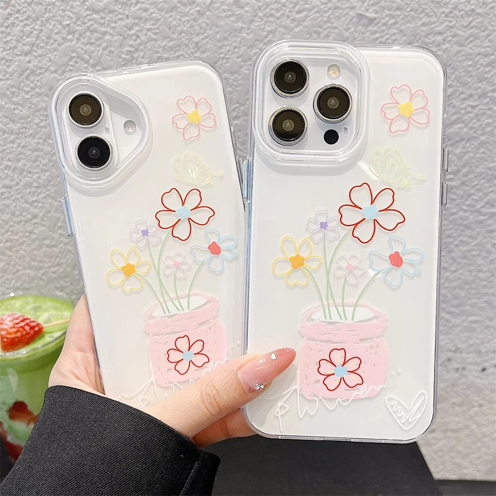Funda de teléfono IMD de lujo a prueba de golpes para iPhone 11 Funda iPhone 13 15 14 16 Pro Max 12 13promax 14promax Funda de flores de plástico duro - imagen 3