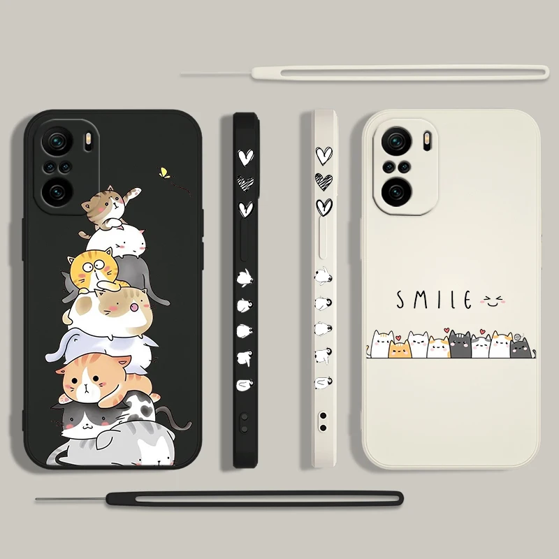Funda de teléfono de dibujos animados para Xiaomi Redmi Note 13, 12, 12Pro, 11, 11S, 11T, 10S, 10 Pro Plus, 5G, cuerda líquida izquierda - imagen 4