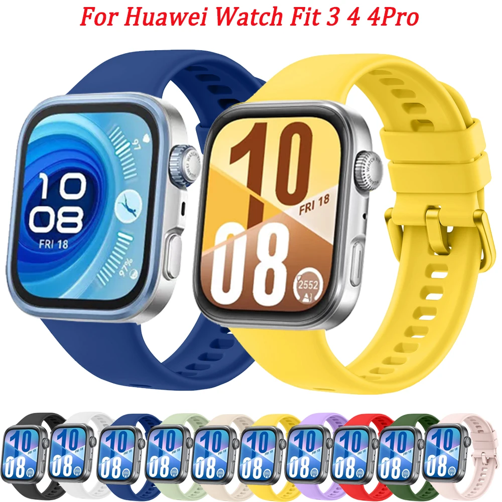 Correa de silicona para Huawei Watch Fit 3/4 Band, repuesto deportivo, pulsera de Color, correa para Huawei Watch Fit 4 Pro