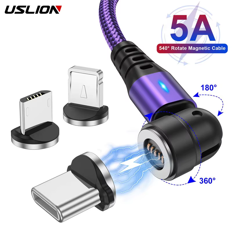 USLION 540 Cable magnético USB-C 5A giratorio carga rápida - imagen 2