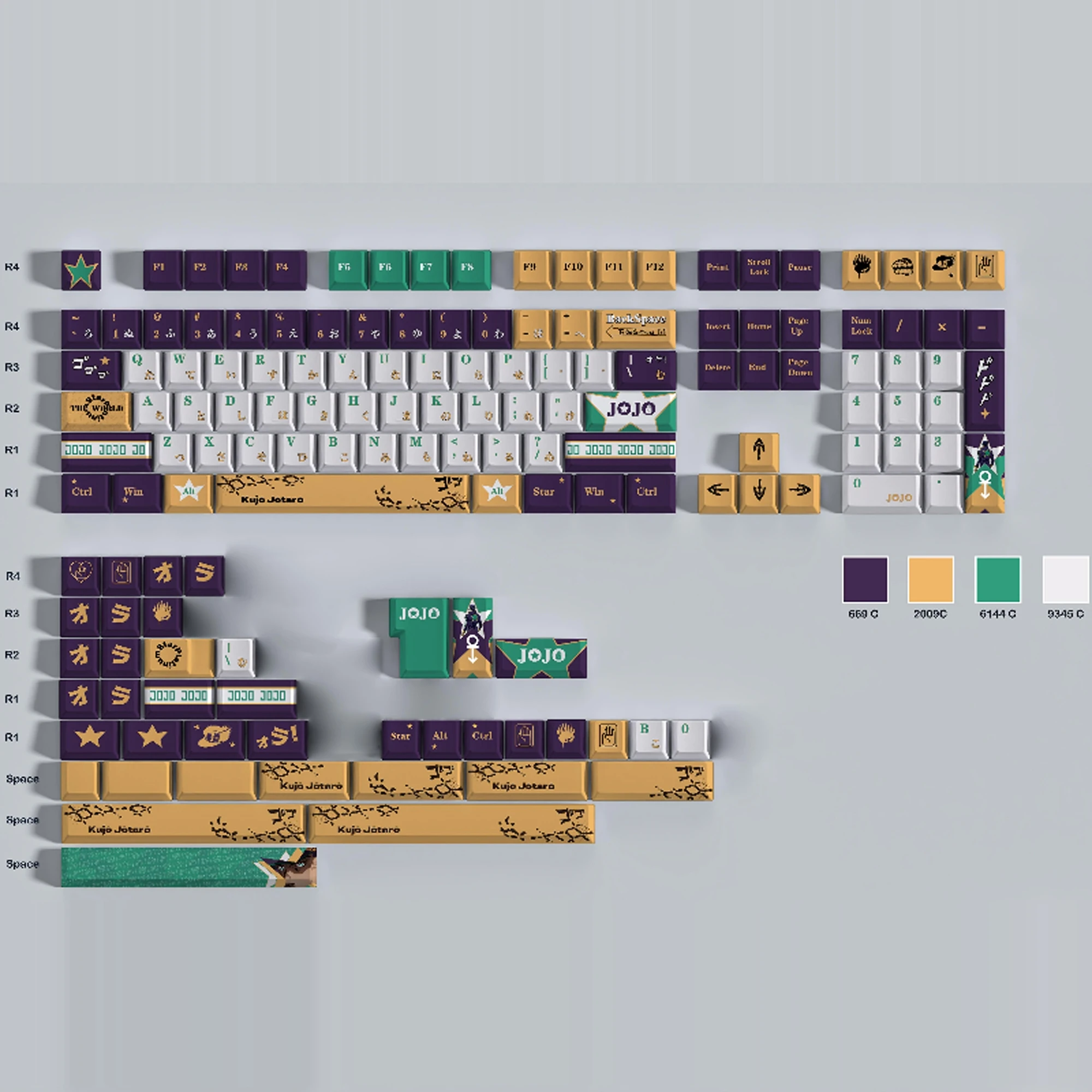 Juego de teclas con tema de JoJo's Bizarre Adventure, perfil de cereza PBT, teclas originales personalizadas hechas a mano para teclado mecánico, regalo DIY - imagen 2