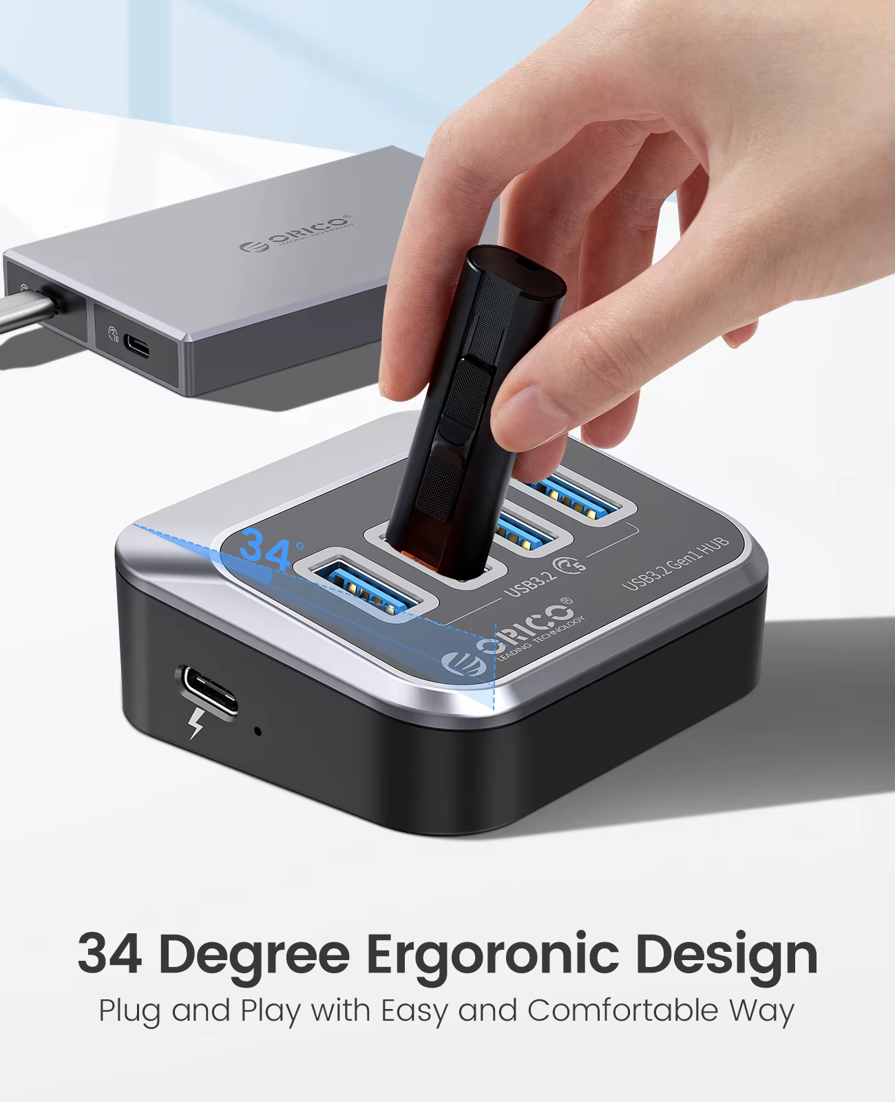ORICO Hub USB-C 3.2 5Gbps con Lector de Tarjetas PD18W - imagen 3