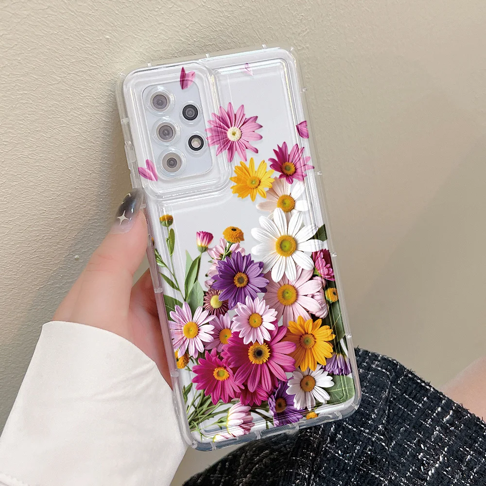 Funda transparente de flores para Samsung A36 A35 A34 A33 A55 5G A56 A54 A53 A52 A26 A24 A23 A15 A13 S25 S24 Ultra S23 S22 S21 - imagen 2
