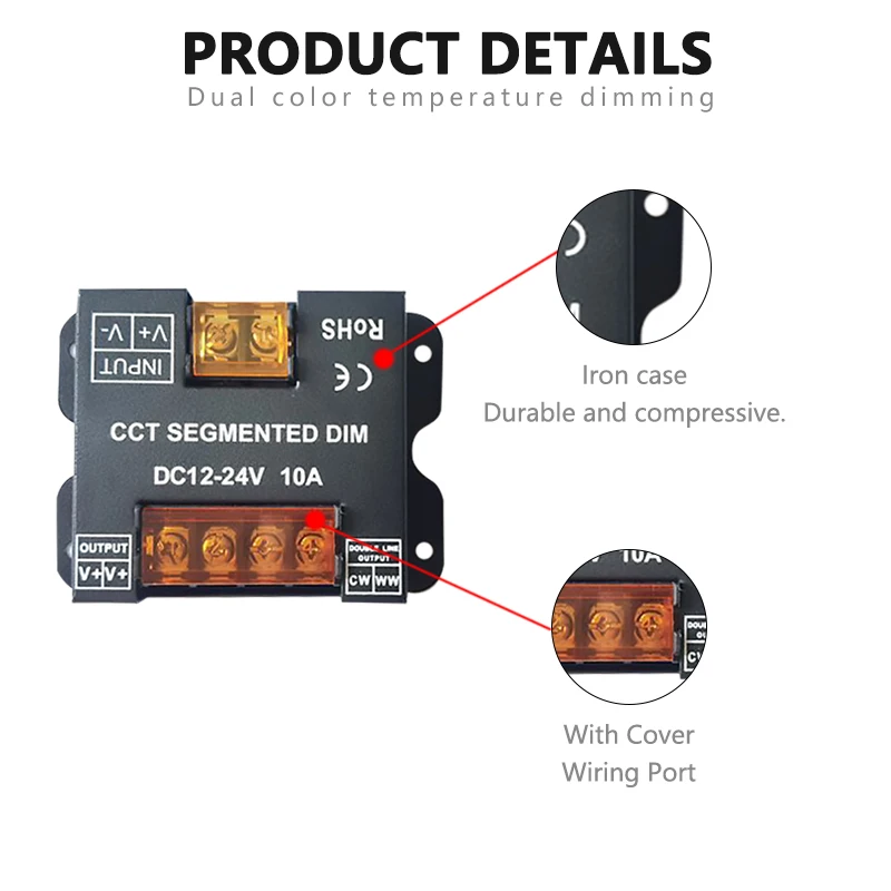 Controlador CCT para tira de luz LED de doble Color, interruptor de atenuación táctil RF inalámbrico de 12V, 24V, CC 10A, control remoto de atenuación de Panel 86, 5050, 2835 - imagen 4