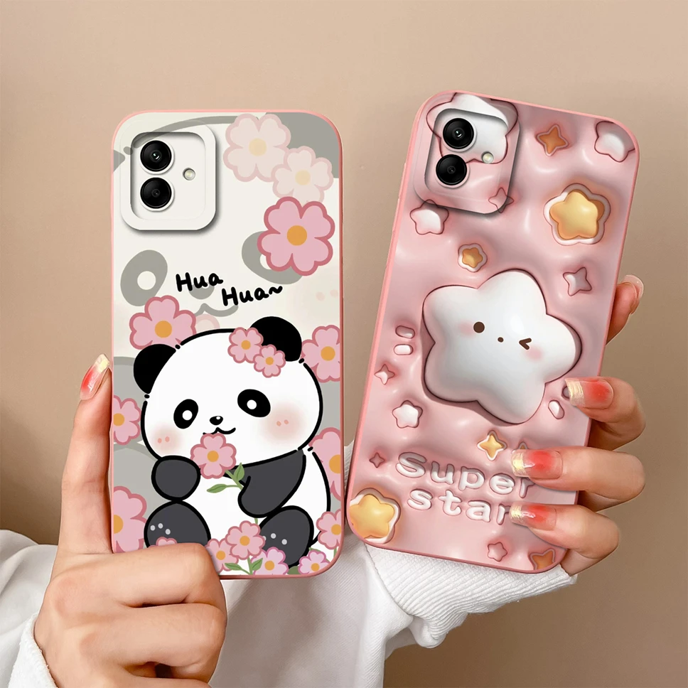 Para Samsung Galaxy A04 A04E M04 Funda blanda para teléfono encantador divertido Panda Funda trasera de silicona líquida para Samsung Galaxy A 04 Funda Capa