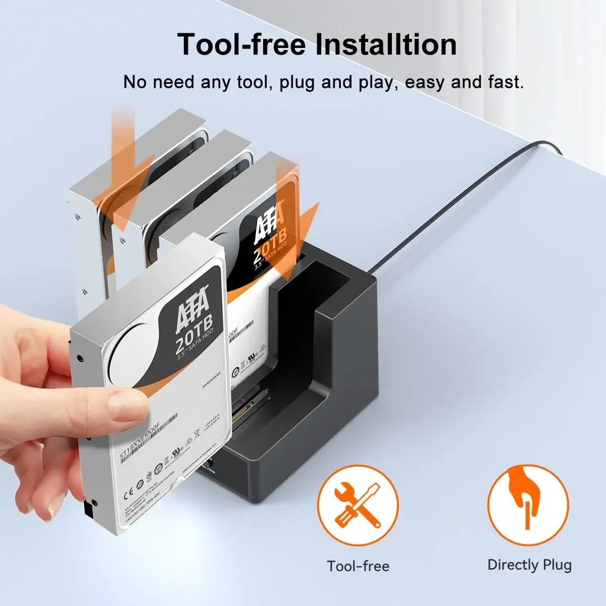 MAIWO Estación de acoplamiento HDD de 4 bahías SATA a USB3.0 Caja para SSD/HDD de 2,5 ''/3,5'' con pantalla digital Soporte clon sin conexión - imagen 5
