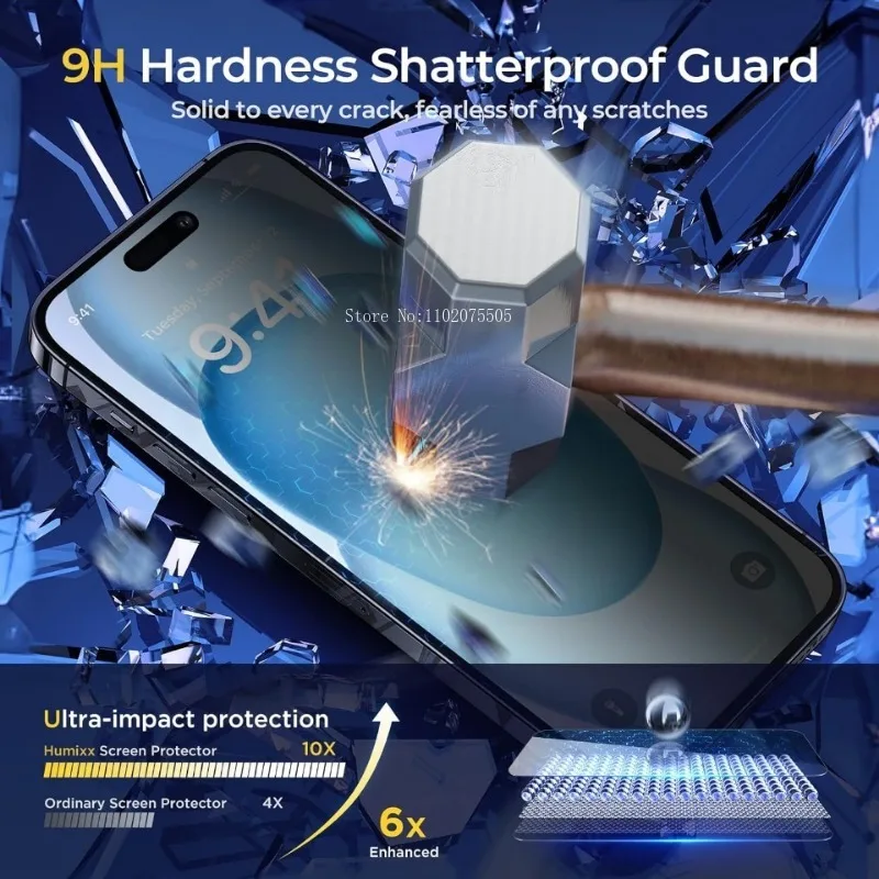 Vidrio templado de privacidad para iPhone, Protector de pantalla antiespía para iPhone 16, 15, 14, 13, 12, 11 Pro Max, X, XS MAX, XR, 7, 8 Plus, 3 unidades - imagen 3