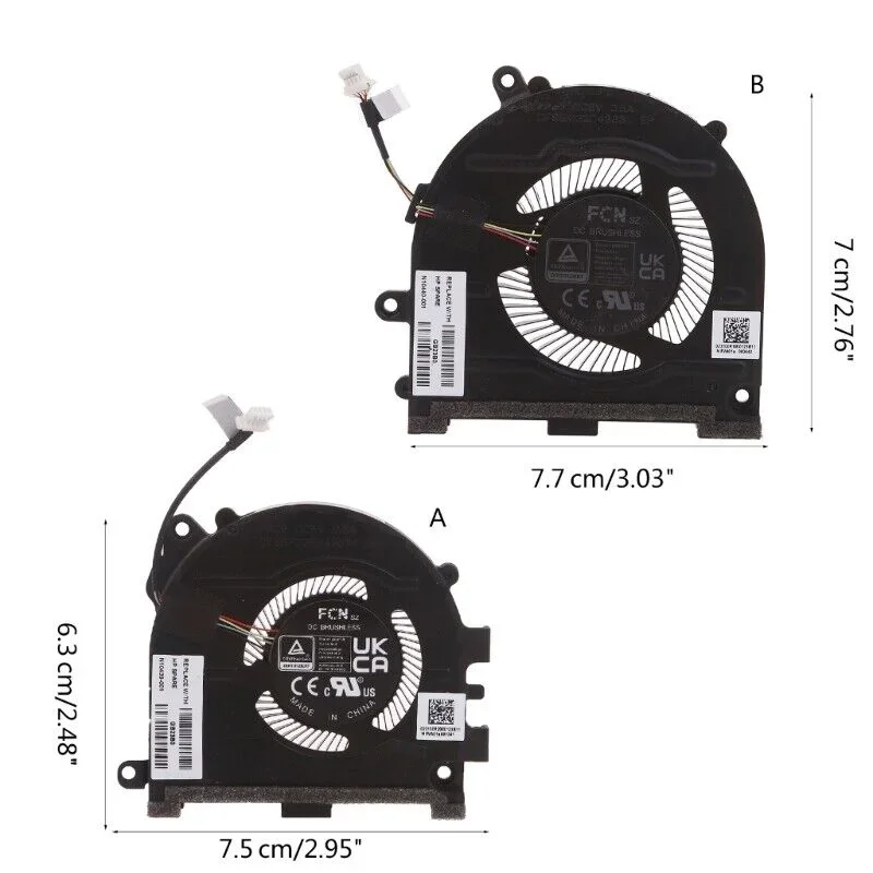 Ventilador de refrigeración de CPU + GPU para portátil HP 14Pro 14-EH TPN-W154 N10439-001 N10440-001 5V 0.5A - imagen 2