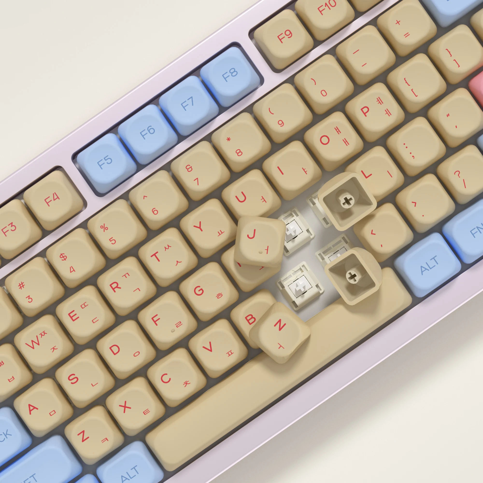 KBDiy Marshmallow coreano Keycap MAC ISO KOA perfil Retro PBT Keycaps para ACE68 Rainy 75 DIY Teclado mecánico para jugar teclas aula F87 F108 F99 Pro raven68 mad 60he 68he ajazz ak820 pro 60 ACE60 ACE68 RAINY75 AK74 g - imagen 4