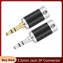 Conector Jack 3,5 mm 3 polos para soldar Fibra de Carbono Rodio