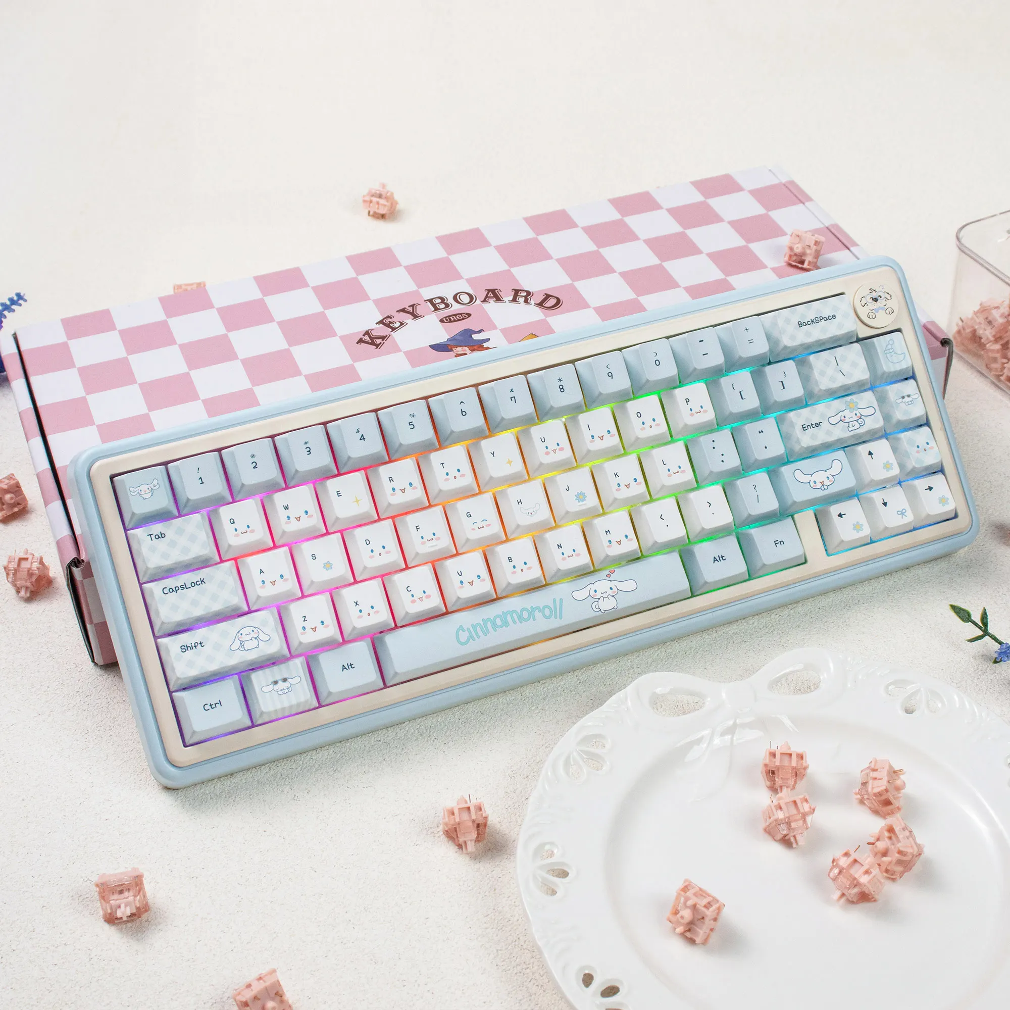 Kit de teclado mecánico UR65, modo Tri RGB QMK a través de Barebone, bonito teclado de regalo, Teclado mecánico DIY - imagen 4