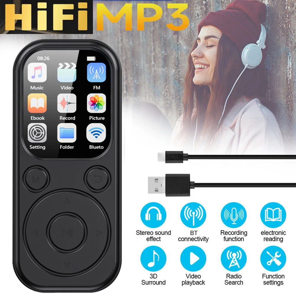 Reproductor MP3 MP4, reproductor de música sin pérdidas, Bluetooth 5,4, altavoz estéreo de música, Walkman con pantalla IPS de 2,0 pulgadas con grabadora de Radio FM, libro electrónico - imagen 5