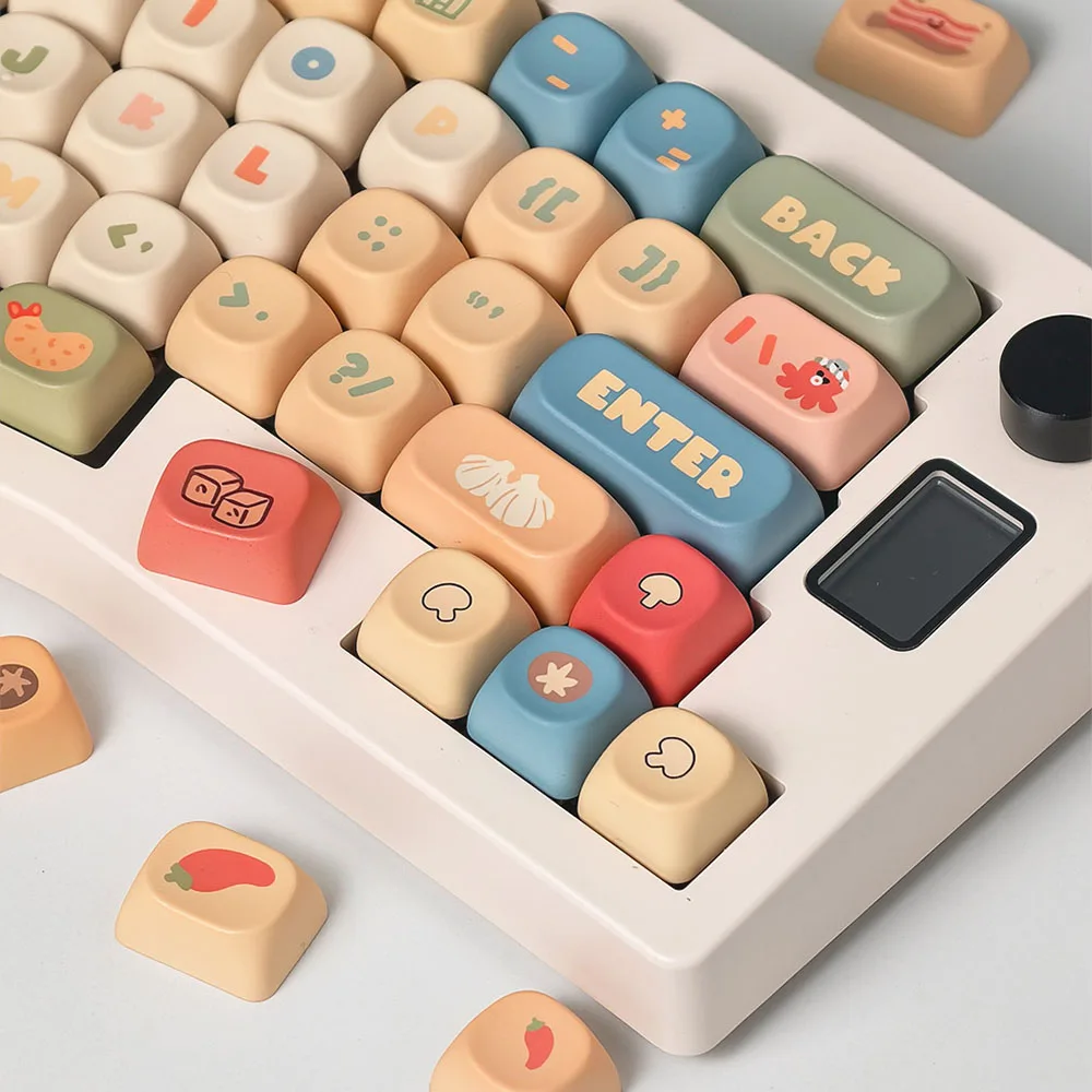 Teclas con tema de fideos instantáneos, perfil MOA, tapas redondas de teclado mecánico con dibujos animados, teclas PBT de sublimación térmica de cinco lados - imagen 4